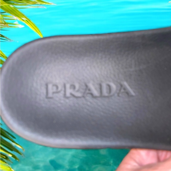 Prada 20mm Logo Embossed Rubber Slides - Picture 3 of 4
